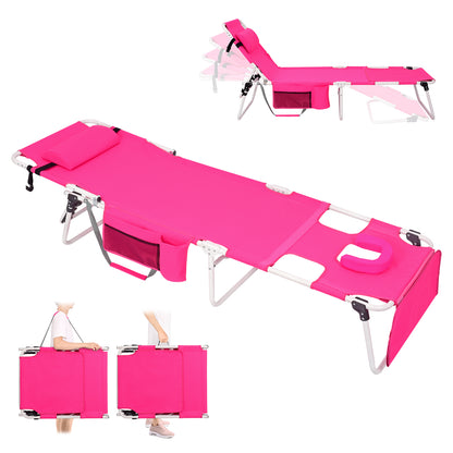 Minndudu Heavy Duty 5 Position Tanning Lounge Chair with Face and Arms Hole