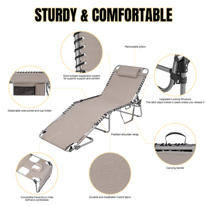 Minndudu Heavy Duty Tanning Lounge Chair with Face Arms Hole