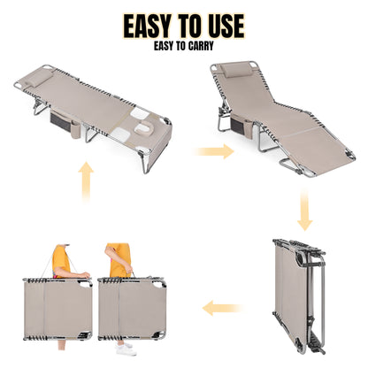 Minndudu Heavy Duty Tanning Lounge Chair with Face Arms Hole