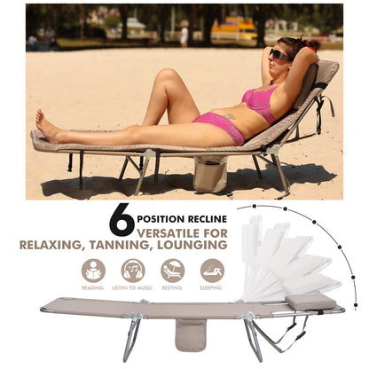 Minndudu Comfort Backpack Tanning Beach Lounge Chair with Face Hole Cushion