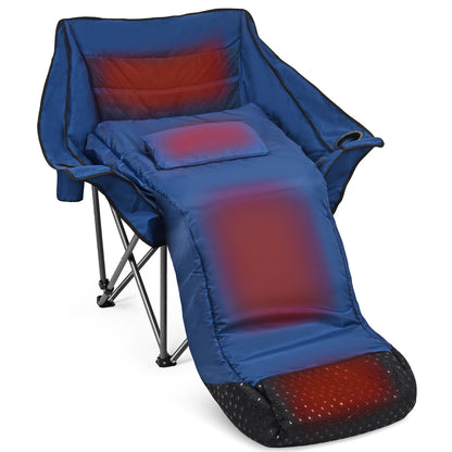 WARM-U-FEET Oversized Padded Comfort Camping Chair with Foot Pocket Blanket, Insert Hand Warmer to Convert into a DIY Heated Chair for Winter Outdoor Sports, Ice Fishing, Hunting, and RV, 400 lbs Capacity