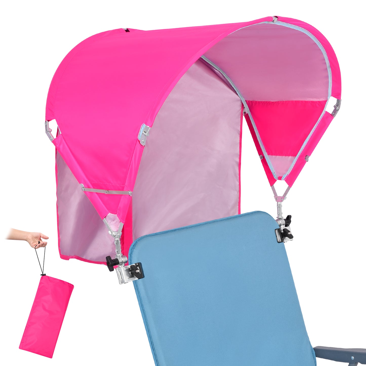 Universal Chair Umbrella Canopy with Heavy Duty Adjustable Clamp Clip for Most Beach Chair