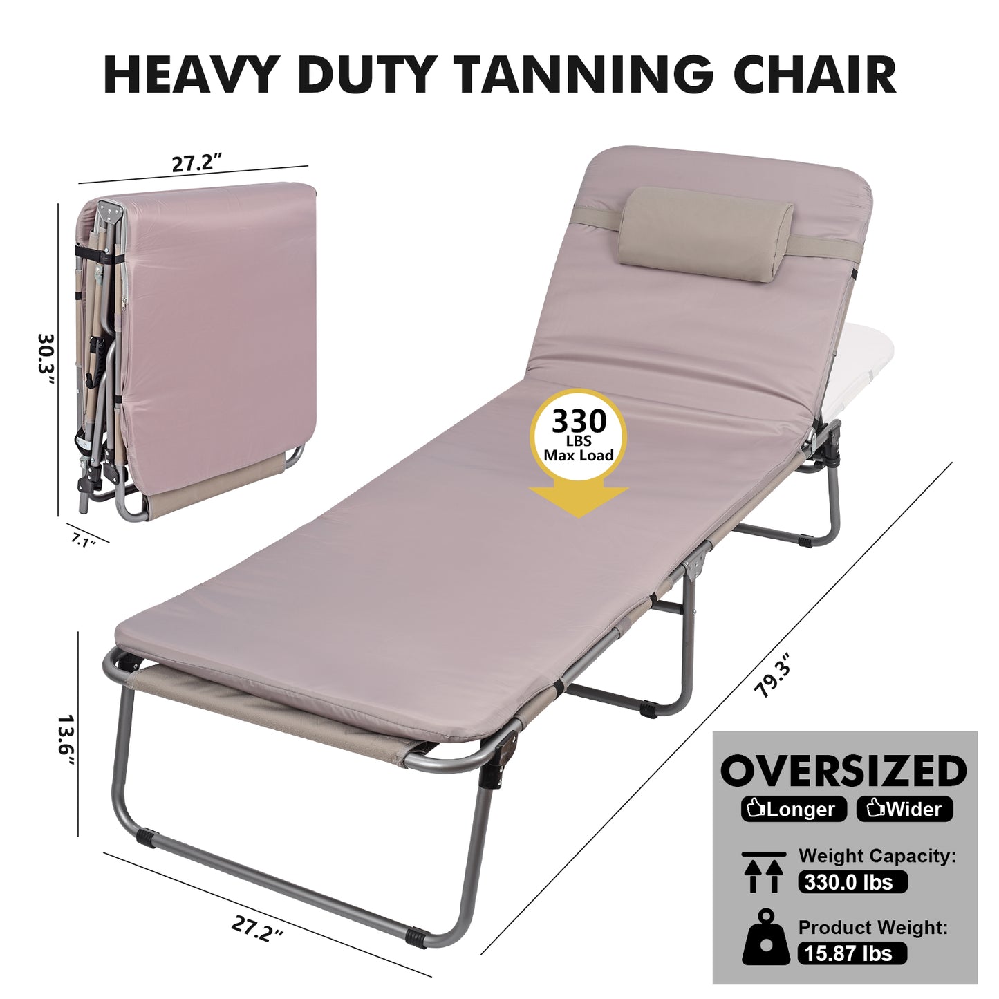 Minndudu Tanning Lounge Chair with Washable Cushion Face Arm Holes